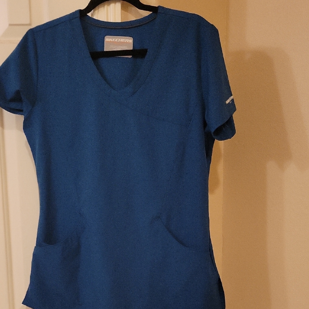 Skechers By Barco Women's Caribbean Blue Scrub Top